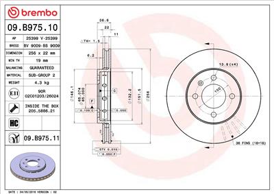BREMBO 09.B975.11 EAN: 8020584218761.
