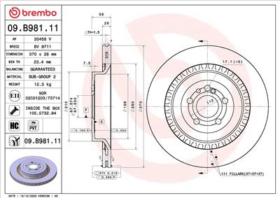 BREMBO 09.B981.11 EAN: 8020584326473.