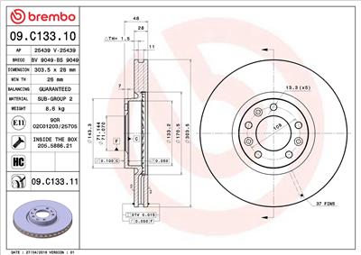 BREMBO 09.C133.11 EAN: 8020584220993.