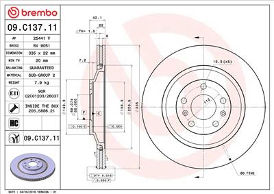 BREMBO 09.C137.11 EAN: 8020584233283.