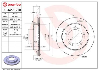 BREMBO 09.C220.10 EAN: 8020584216842.