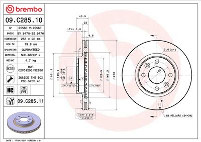 BREMBO 09.C285.11 EAN: 8020584222546.