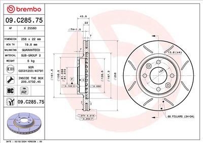 BREMBO 09.C285.75 EAN: 8020584327272.