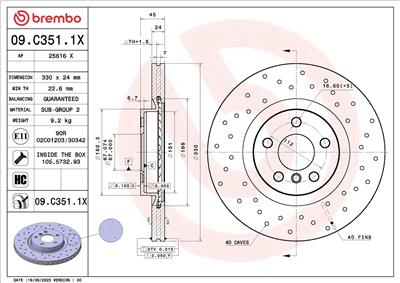 BREMBO 09.C351.1X EAN: 8020584325520.