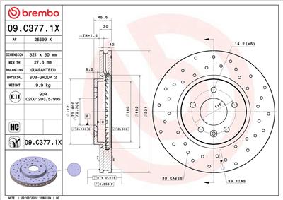 BREMBO 09.C377.1X EAN: 8020584320228.