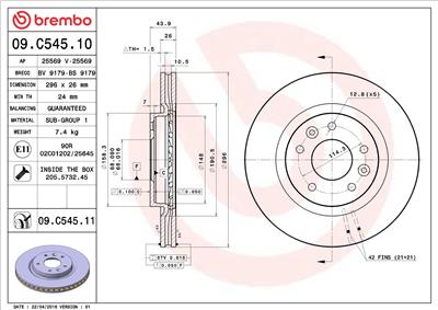 BREMBO 09.C545.11 EAN: 8020584222430.