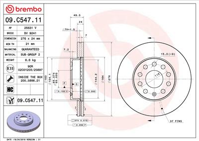 BREMBO 09.C547.11 EAN: 8020584227220.