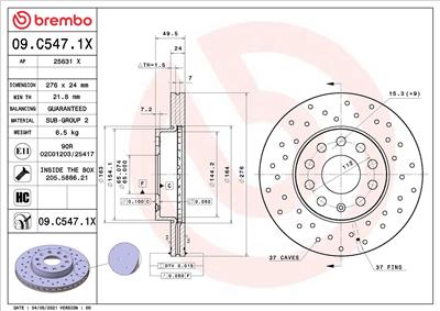 BREMBO 09.C547.1X EAN: 8020584317044.