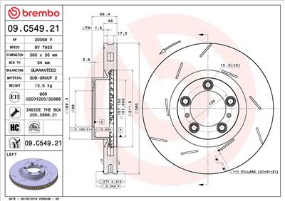 BREMBO 09.C549.21 EAN: 8020584237311.