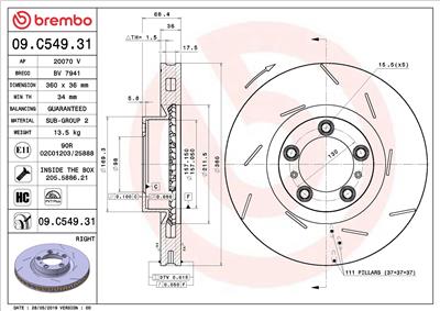 BREMBO 09.C549.31 EAN: 8020584237601.