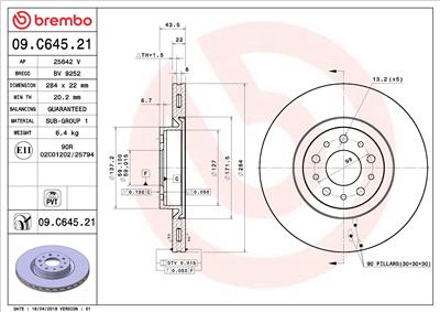 BREMBO 09.C645.21 EAN: 8020584223758.