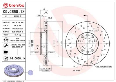 BREMBO 09.C658.1X EAN: 8020584323847.