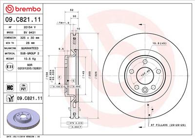 BREMBO 09.C821.11 EAN: 8020584310038.