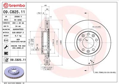 BREMBO 09.C825.11 EAN: 8020584311776.