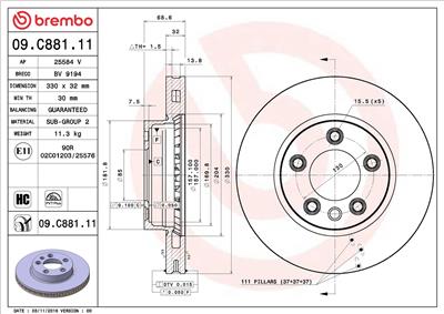 BREMBO 09.C881.11 EAN: 8020584225257.