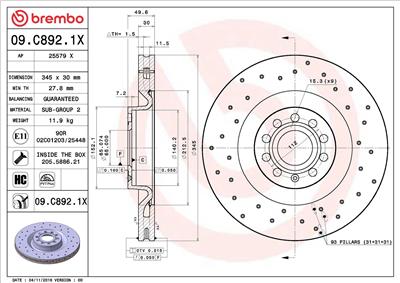 BREMBO 09.C892.1X EAN: 8020584229576.
