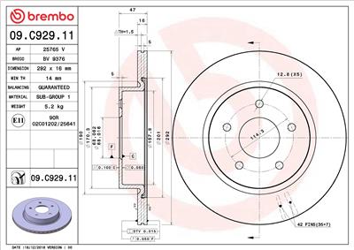 BREMBO 09.C929.11 EAN: 8020584236253.