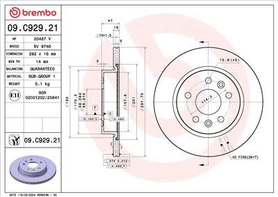 BREMBO 09.C929.21 EAN: 8020584327845.