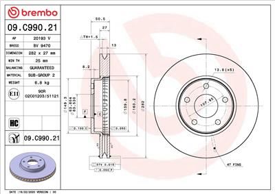 BREMBO 09.C990.21 EAN: 8020584311837.