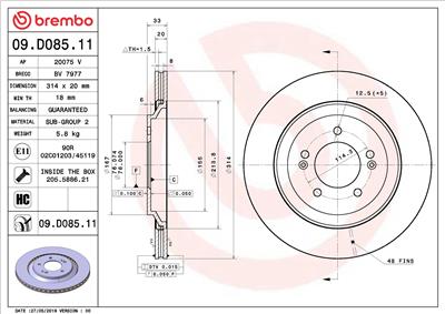 BREMBO 09.D085.11 EAN: 8020584237625.