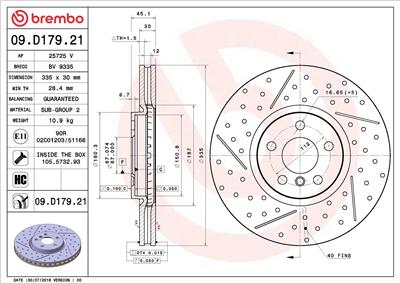 BREMBO 09.D179.21 EAN: 8020584235287.