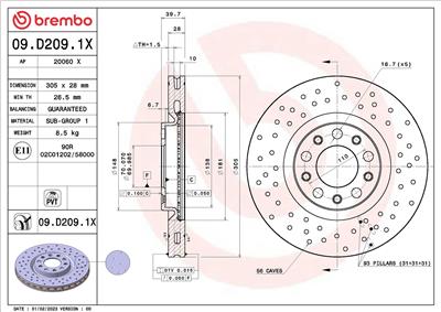 BREMBO 09.D209.1X EAN: 8020584322932.
