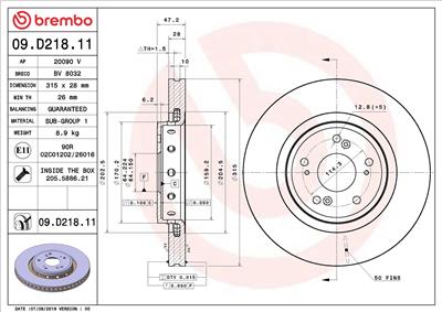 BREMBO 09.D218.11 EAN: 8020584312353.