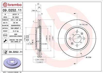 BREMBO 09.D252.11 EAN: 8020584233825.