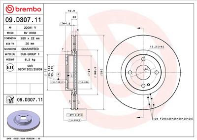 BREMBO 09.D307.11 EAN: 8020584239902.