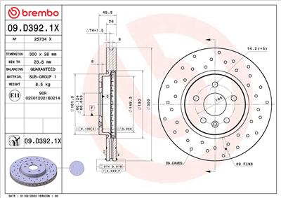 BREMBO 09.D392.1X EAN: 8020584322956.