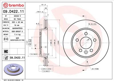 BREMBO 09.D422.11 EAN: 8020584310892.