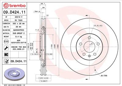 BREMBO 09.D424.11 EAN: 8020584237564.