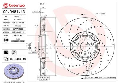 BREMBO 09.D481.43 EAN: 8020584316955.