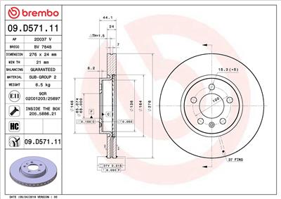 BREMBO 09.D571.11 EAN: 8020584239391.