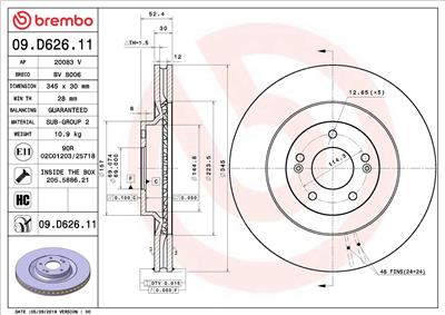 BREMBO 09.D626.11 EAN: 8020584310830.