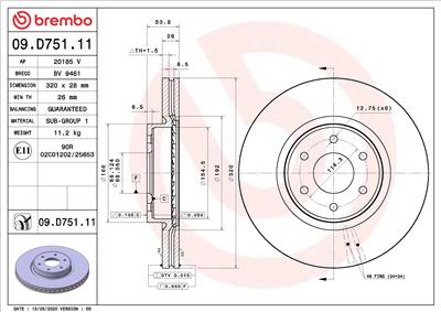 BREMBO 09.D751.11 EAN: 8020584312490.