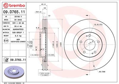 BREMBO 09.D765.11 EAN: 8020584311806.