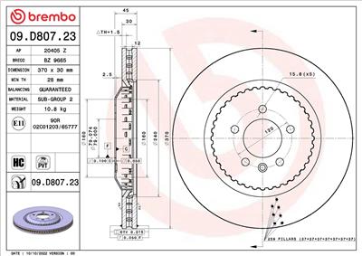 BREMBO 09.D807.23 EAN: 8020584321607.