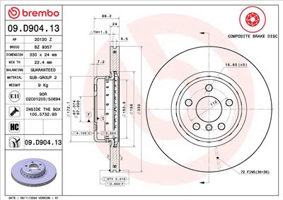 BREMBO 09.D904.13 EAN: 8020584238370.