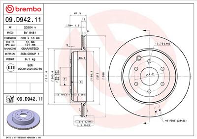 BREMBO 09.D942.11 EAN: 8020584313213.