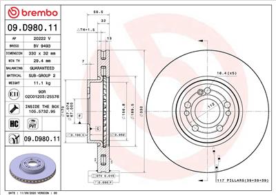 BREMBO 09.D980.11 EAN: 8020584313268.