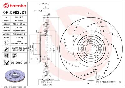 BREMBO 09.D982.21 EAN: 8020584313299.