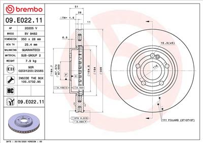 BREMBO 09.E022.11 EAN: 8020584313428.