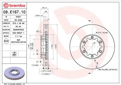 BREMBO 09.E167.10 EAN: 8020584313596.
