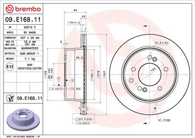 BREMBO 09.E168.11 EAN: 8020584313602.