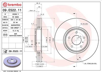 BREMBO 09.E522.11 EAN: 8020584320662.