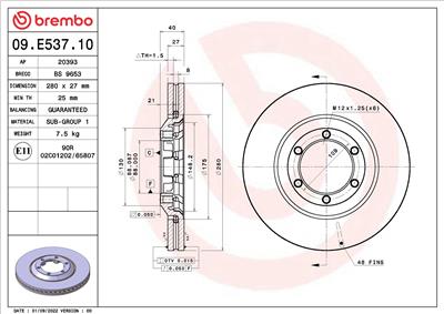 BREMBO 09.E537.10 EAN: 8020584321454.