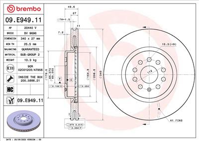 BREMBO 09.E949.11 EAN: 8020584325544.