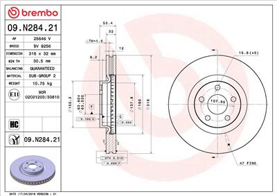 BREMBO 09.N284.21 EAN: 8020584232408.