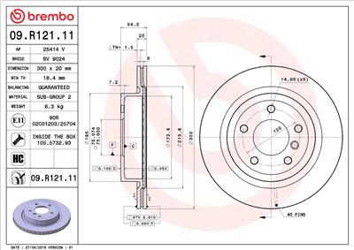 BREMBO 09.R121.11 EAN: 8020584038185.